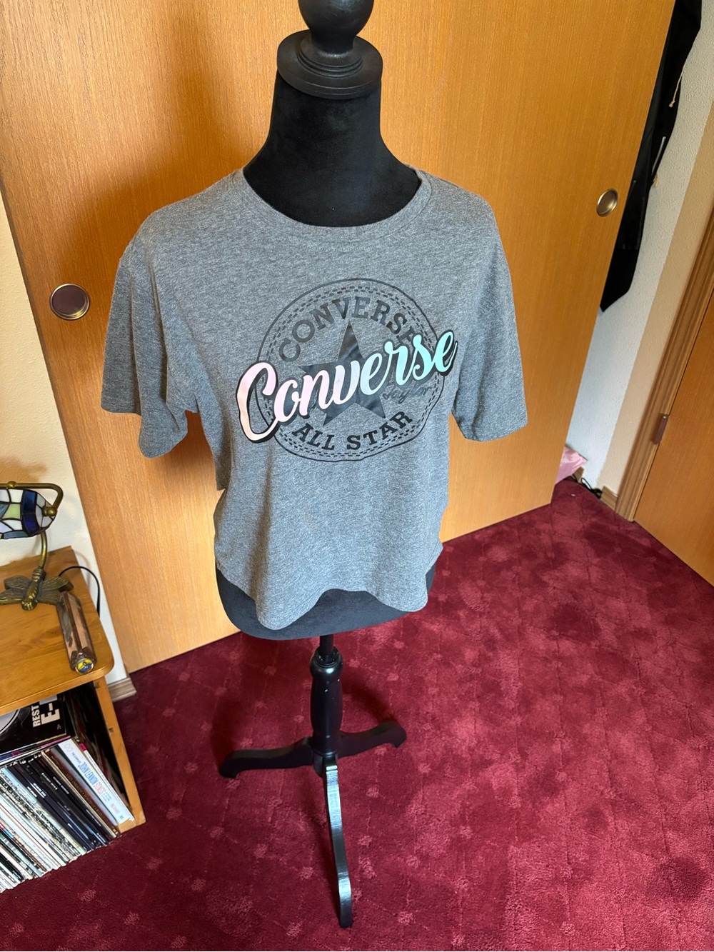 Converse Gray Short Sleeve Tee with Pastel Script Logo